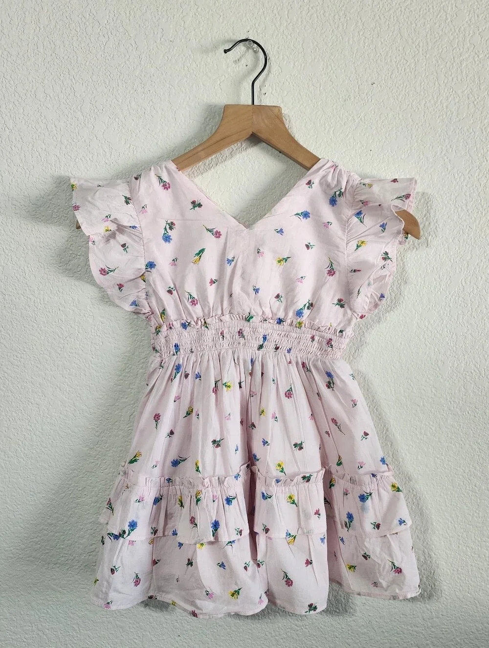 Gap Kids Girls SM 4/5 Pink Floral Ruffle Tiered Dress